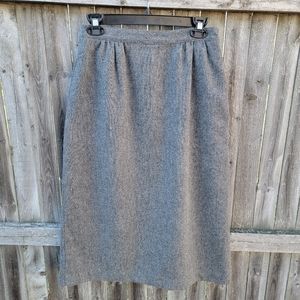Vintage Size 10 Wool Blend Skirt Gray Dark Academia Midi Pencil Skirt Medium